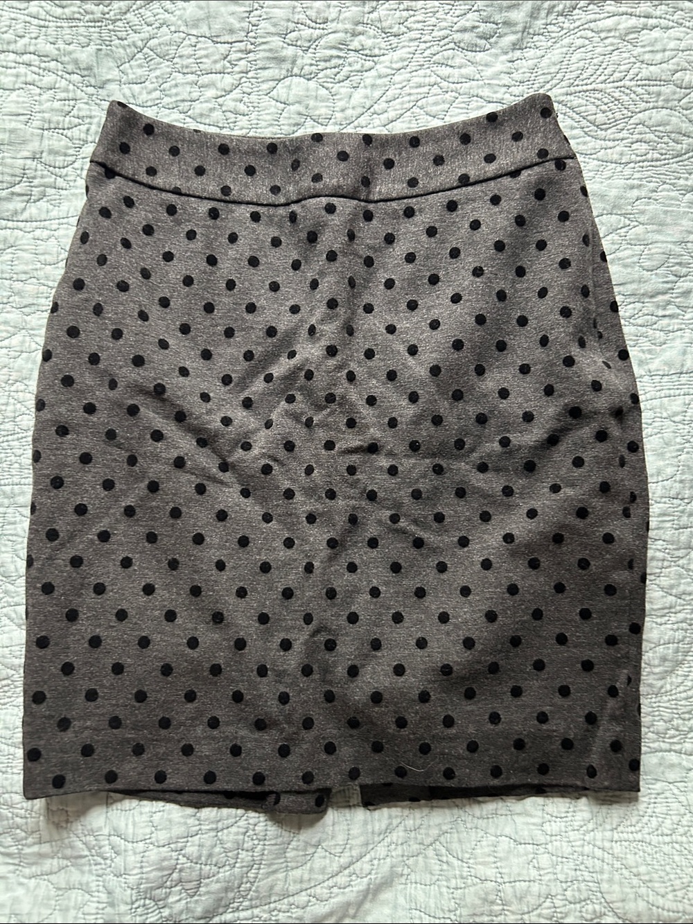 White House Black Market Gray Pencil Skirt with Black Polka Dots 2